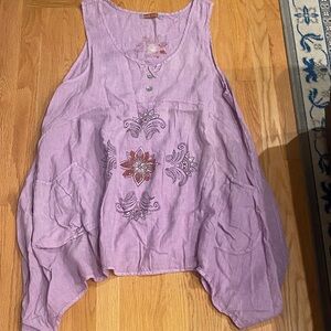 Blue Fish Lilac Embroidered Tank Top